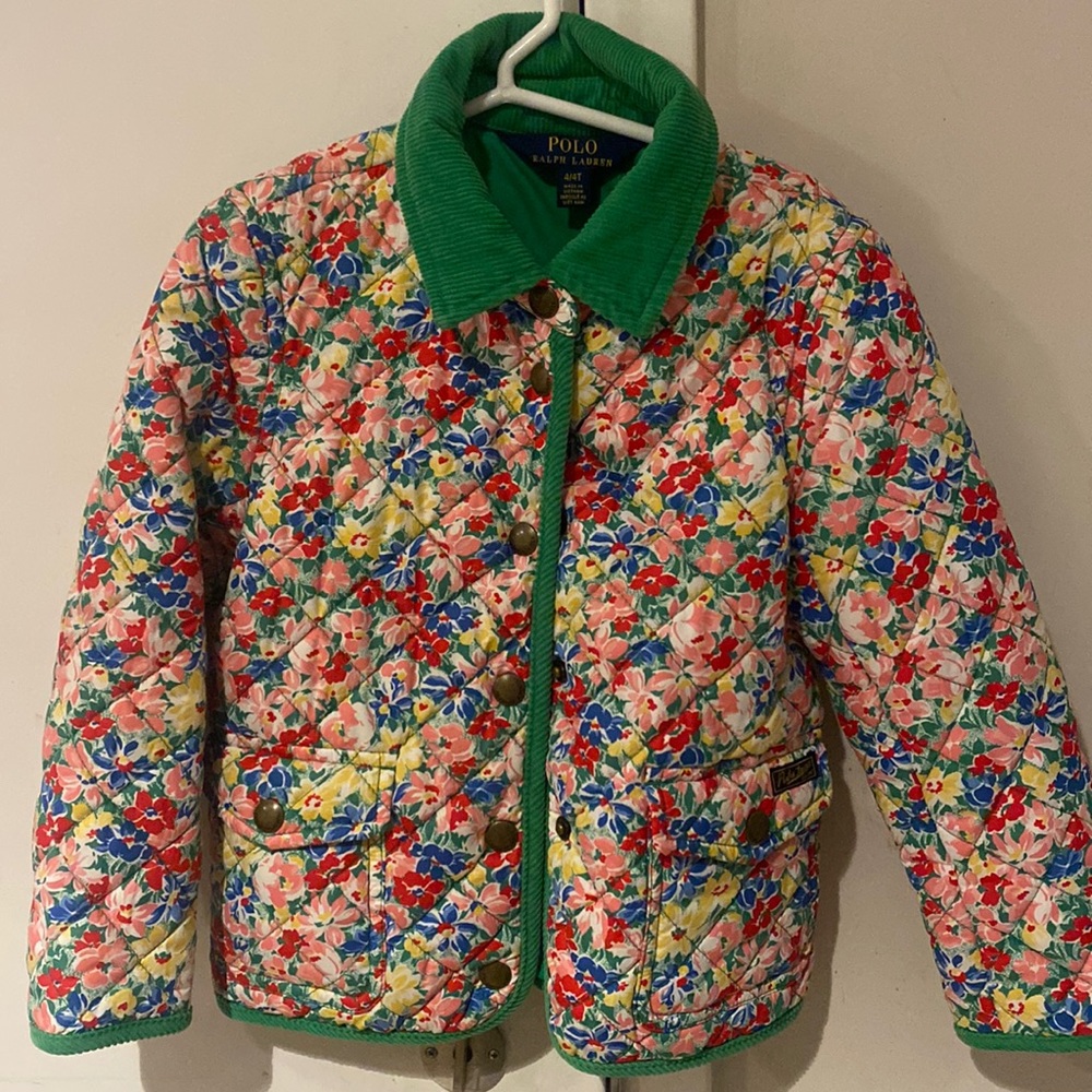 Girls Polo spring multicolored flower coat.